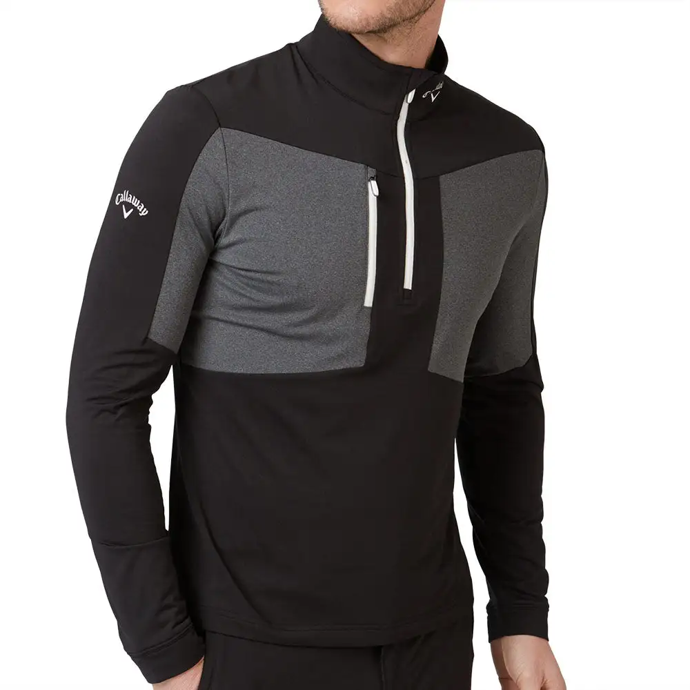 Callaway Aquapel 1/2 Zip Pullover Sweater - Caviar/Bright White 1 Callaway Aquapel 1/2 Zip Pullover Sweater - Caviar/Bright White