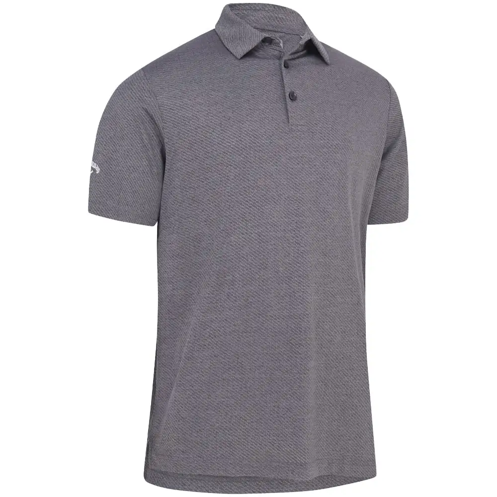 Callaway Heathered Jacquard Polo Shirt - Black Heather 1 Callaway Heathered Jacquard Polo Shirt - Black Heather