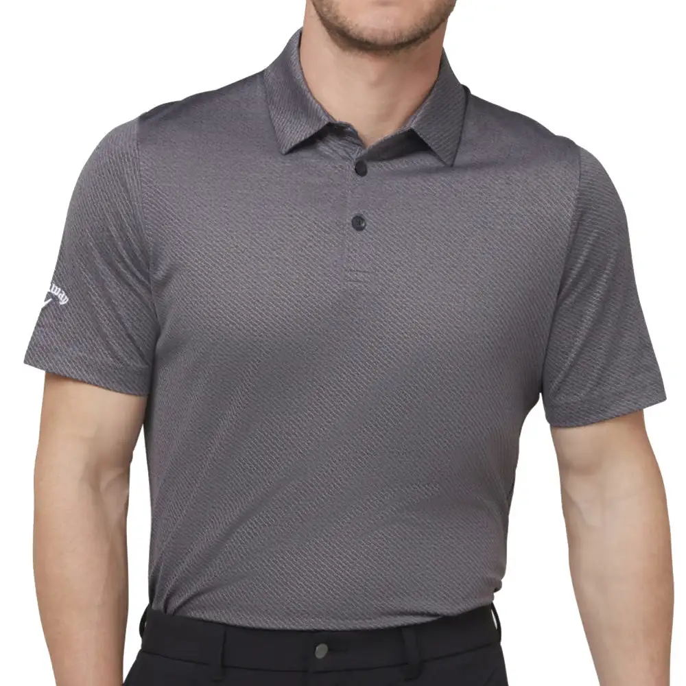 Callaway Heathered Jacquard Polo Shirt - Black Heather 5 Callaway Heathered Jacquard Polo Shirt - Black Heather - Image 5