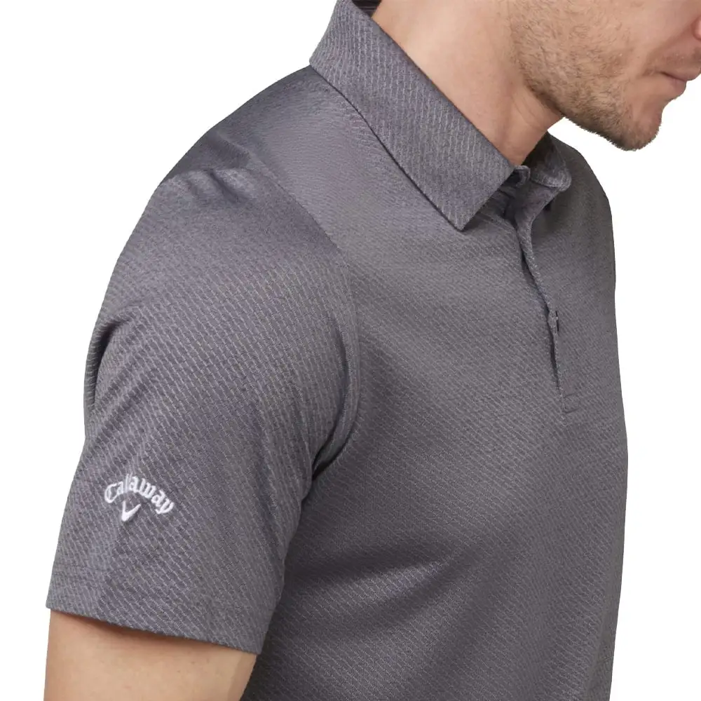 Callaway Heathered Jacquard Polo Shirt - Black Heather 9 Callaway Heathered Jacquard Polo Shirt - Black Heather - Image 9