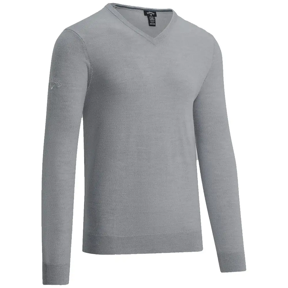 Callaway Merino Wool V-Neck Pullover - Griffin Grey 1 Callaway Merino Wool V-Neck Pullover - Griffin Grey