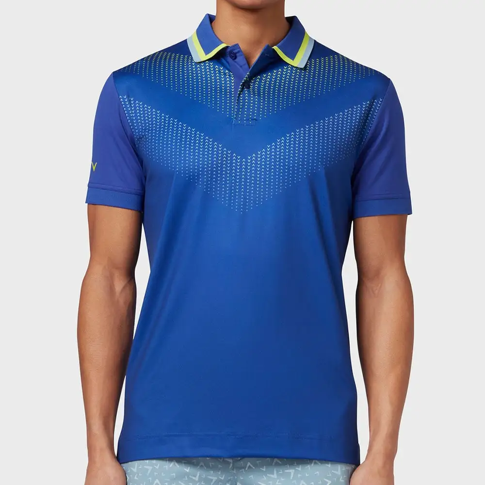 Callaway Ombre Chev Print Polo Shirt - Clematis Blue 3 Callaway Ombre Chev Print Polo Shirt - Clematis Blue - Image 3