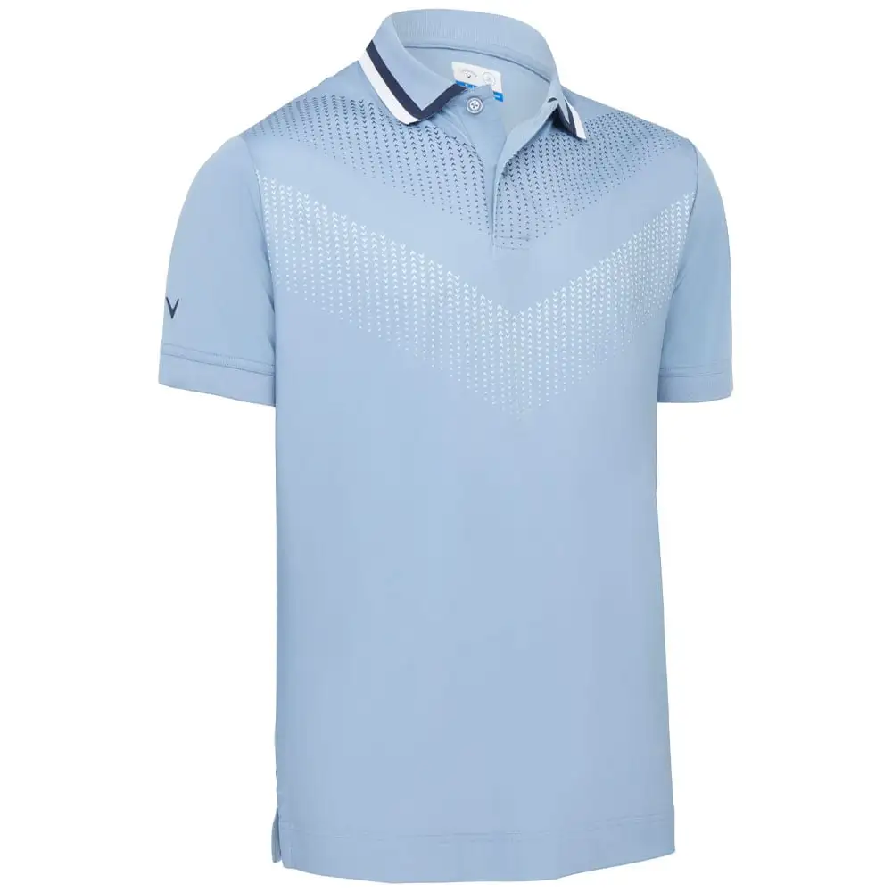 Callaway Ombre Chev Print Polo Shirt - Faded Denim 1 Callaway Ombre Chev Print Polo Shirt - Faded Denim
