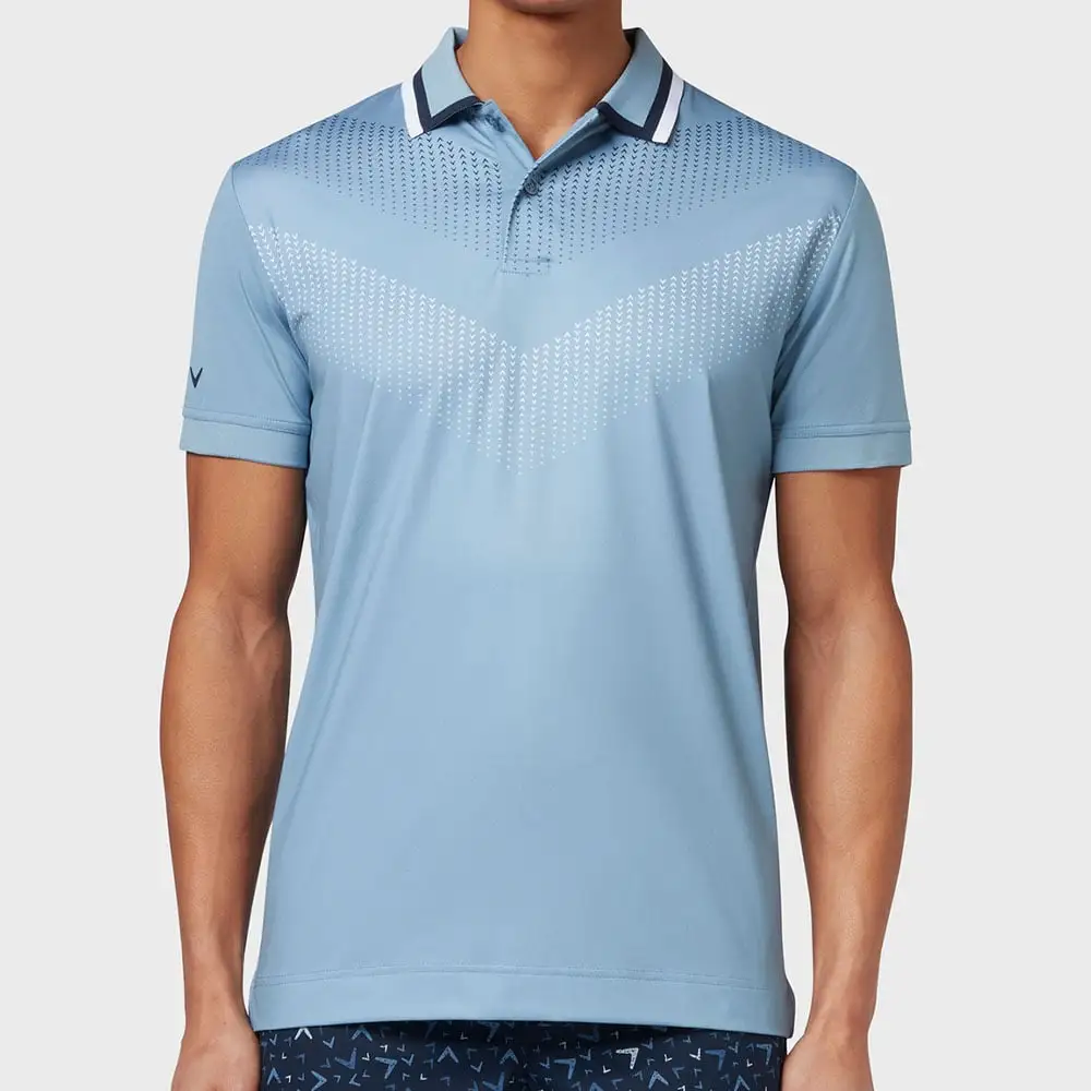 Callaway Ombre Chev Print Polo Shirt - Faded Denim 3 Callaway Ombre Chev Print Polo Shirt - Faded Denim - Image 3