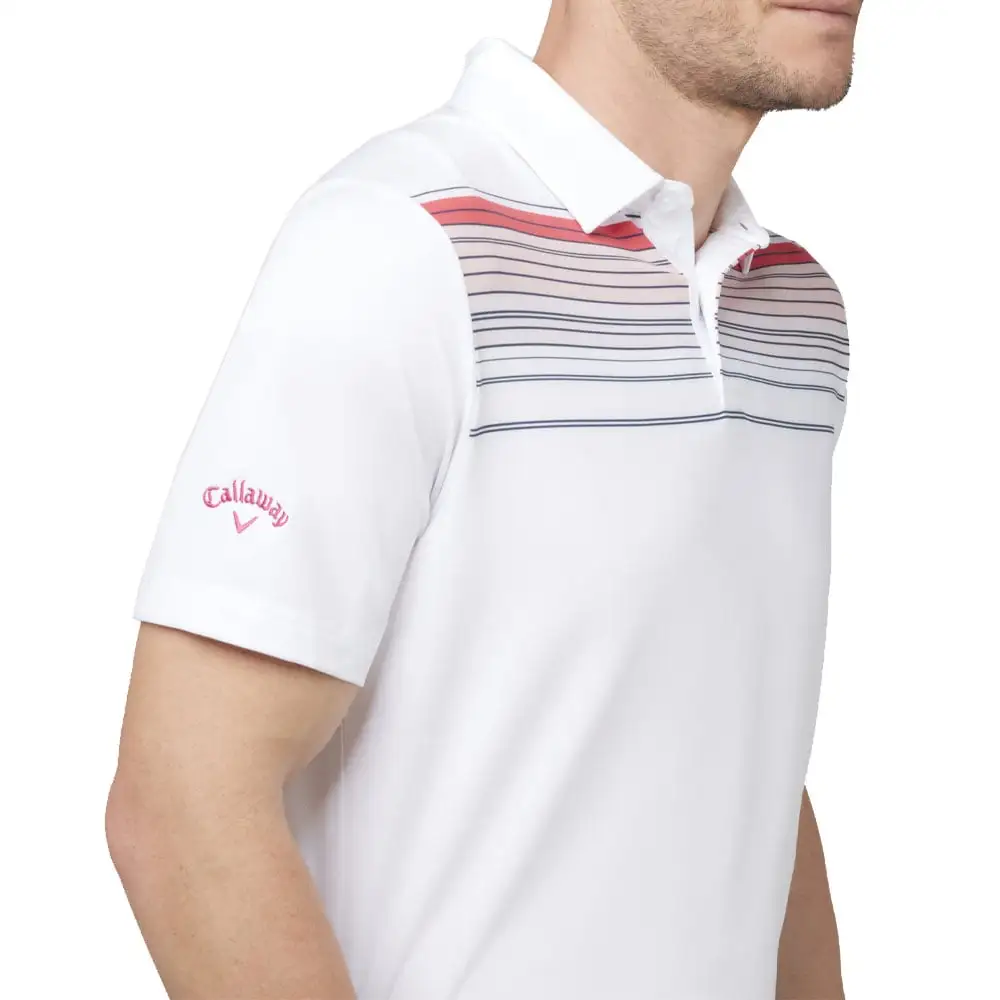 Callaway Energised Stripe Polo Shirt - Bright White 3 Callaway Energised Stripe Polo Shirt - Bright White - Image 3
