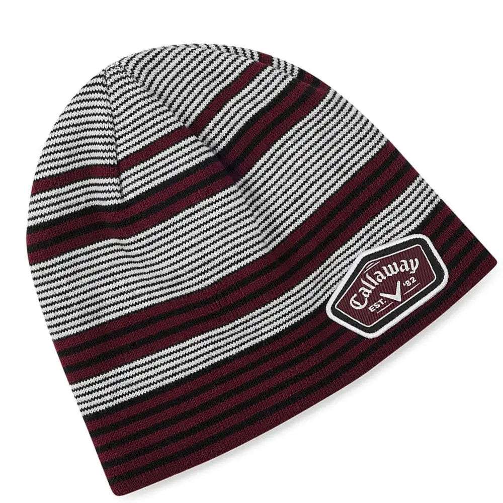 Callaway Winter Chill Beanie Hat - White/Black/Maroon 1 Callaway Winter Chill Beanie Hat - White/Black/Maroon